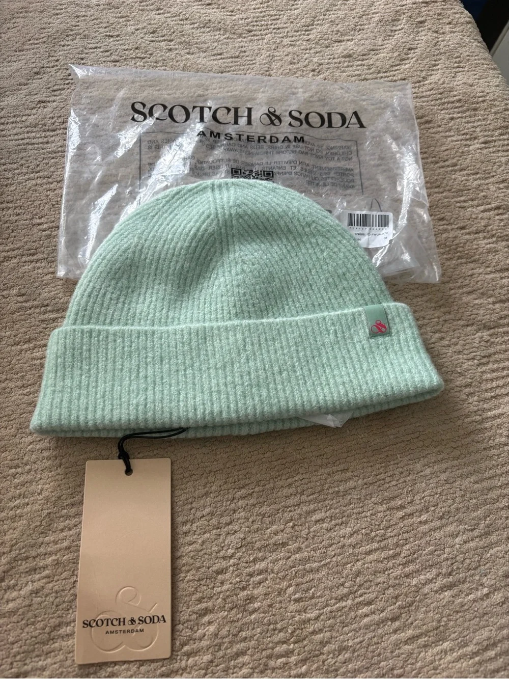 Scotch & Soda Mint Green Ribbed Cuff Beanie